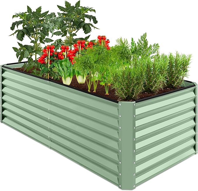 Best Choice Products 6x3x2ft Outdoor Metal Raised Garden Bed, Deep Root Box Planter for Vegetables, Flowers, Herbs, and Succulents w/ 269 Gallon Capacity - Sage Green
