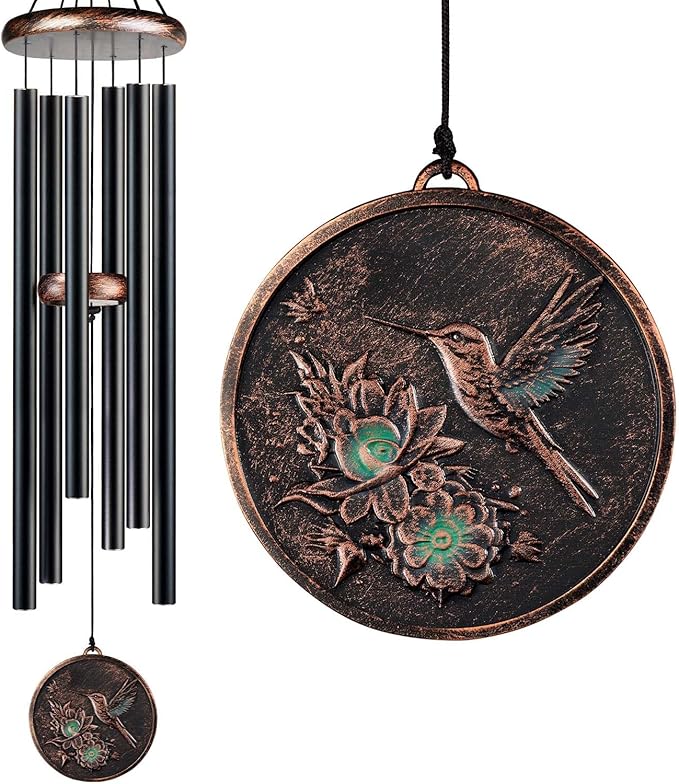 Gabzart Large Wind Chimes for Outside, 48" Vintage Hummingbird Deep Tone Wind Chime Outdoor Clearance with Heavy Tubes, Patio Porch Balcony Decoration, Garden Hanging Decor Gifts for Women Men