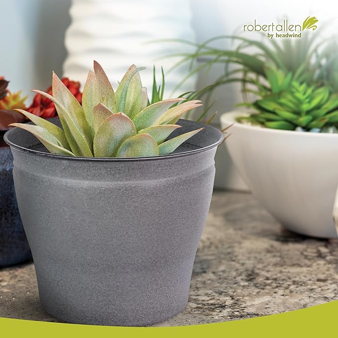 Headwind Natural Ironstone Timberline Collection - 6" Slate Grey Decorative Planter for Outdoor Pots for Plants – Modern Indoor Plant Pots, Large & Small Planters for Indoor Plants by Robert Allen