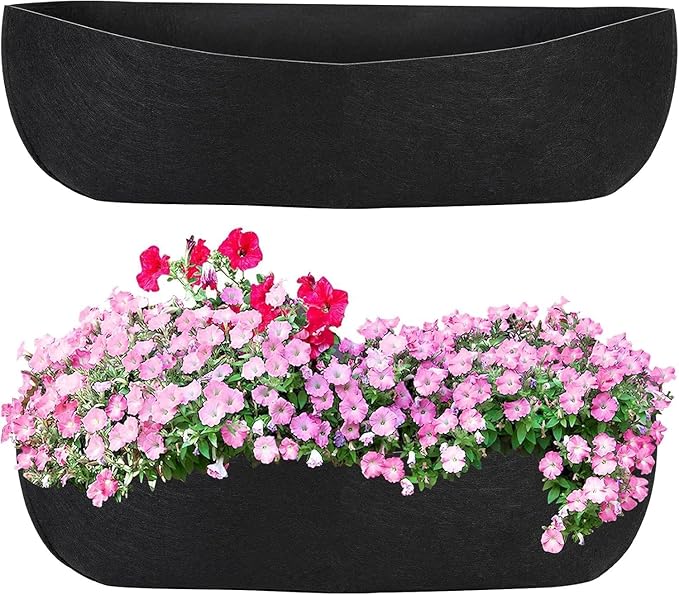 Augshy 30 Inch Planter Liners for Window Box, 2Pcs Window Basket Liners Fabric Planter Liners Hanging Flower Box Liner Felt Trough Planter Insert Non-Woven Plant Liner Replacement for Garden Planters