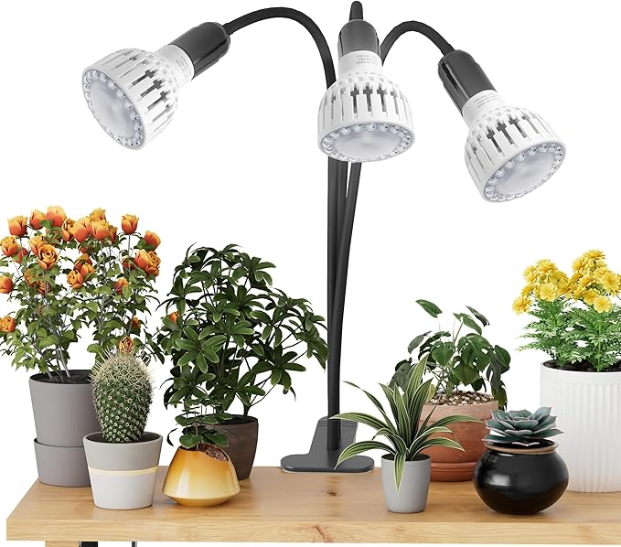 GooingTop Grow Light,36W (240Watts Equiv) 5000K White Full Spectrum LED Growing Lamp Clip on Desk for Indoor Plants,Bulbs Replaceable & Non-dimmable