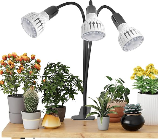 GooingTop Grow Light,36W (240Watts Equiv) 5000K White Full Spectrum LED Growing Lamp Clip on Desk for Indoor Plants,Bulbs Replaceable & Non-dimmable