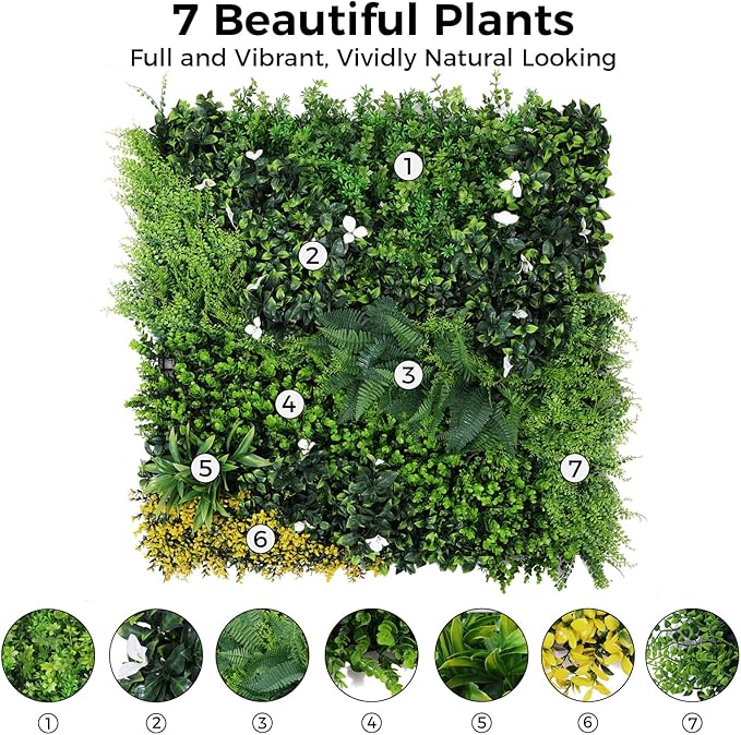 ANMINY Grass Wall Panels 40" x 40" Pack of 2 Artificial Grass Plant Greenery Wall Backdrop 22 Sqft Thickened High-Density Faux Boxwood Panels Privacy Fence Indoor Outdoor Party Wedding Garden Decor