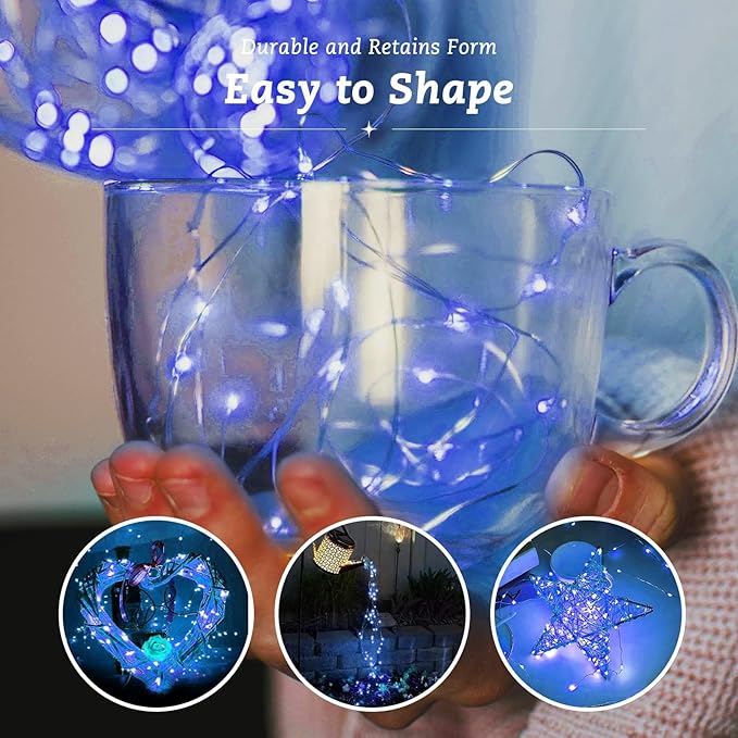 24 Pack Fairy Lights Battery Operated, 7FT 20LED Waterproof Silver Wire Christmas Lights Outdoor, Firefly Mini String for Bedroom Party Birthday Wedding Indoor Decorations