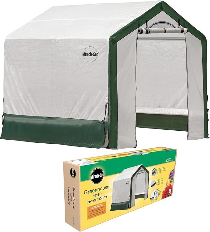 Miracle-GRO 6' x 6' x 6' Outdoor Mini Walk-in Greenhouse Plant Tent, All-Season Small Walk-in Plant Growth Accelerator with UV-Treated Fabric Cover and Zippered Panels, Clear