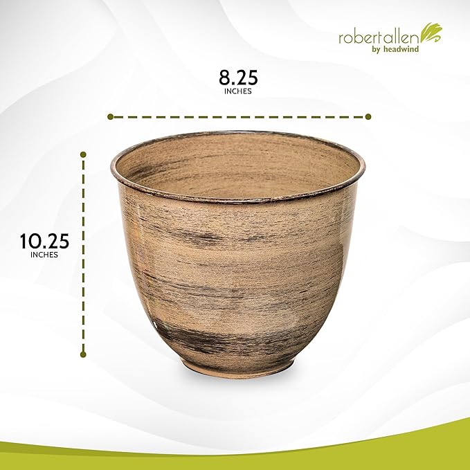 Headwind Glazed Ironstone Hamilton Collection Decorative Plant Pot – 10" Sandstone Beige Pot – Lightweight & Durable with Drainage Flower Pots for Indoor Plants & Outdoor Planter Use by Robert Allen