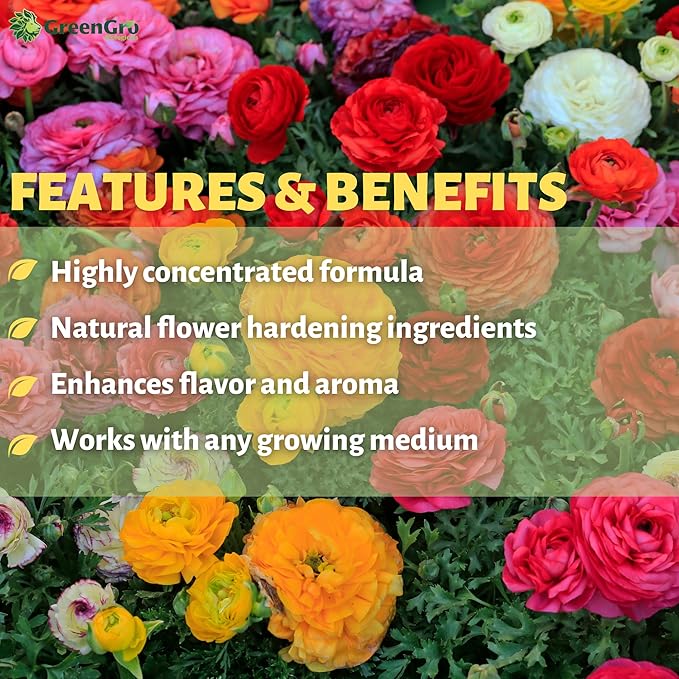 GreenGro Flower Finisher - Organic NPK Fertilizer & Big Bloom Booster for Plants in Flower/Ideal Nutrients to Maximize Yields/P-K Booster Phosphorus Fertilizer/Denser & Bigger Buds (5 lb)