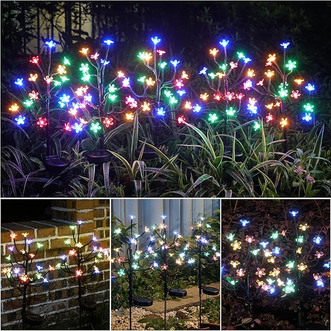 IUEECEN Solar Garden Lights Garden Decor, Solar Flowers Outdoor Decorative,2Pack 40LED Fairy Solar Lights Outdoor Waterproof Outside Yard,Patio,Pathway Decorations,Gardening Gifts for Women Mom