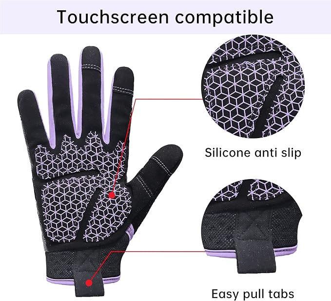 HANDLANDY Work Gloves for Women, Breathable Leather Gardening Glove for Yard Maintenance, Hand Protection with Touch Screen for Gardeners, Farmers