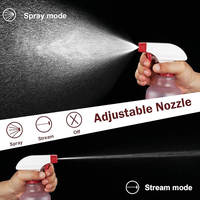 Spray Bottles Plastic Spray Bottle for Hair Mist/Stream Heavy Duty Empty Spray Bottles for Cleaning Solutions, Plants, Cooking (12oz-Red)