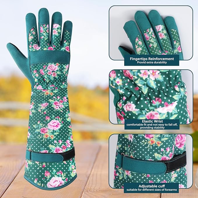 Trifabricy Gardening Gloves for Women - Long Garden Gloves with Grip Breathable, Thorn-Proof Puncture-Resistant Work Gloves