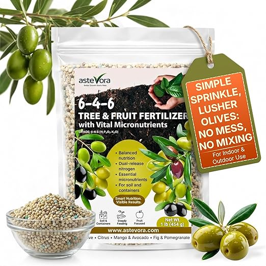 Olive Tree Fertilizer – Fruit Tree Fertilizer for Olive Tree, Citrus, Lemon, Lime, Fig, Avocado, Mango, Apple & Pomegranate – for Potted & Outdoor Trees (1/2 Quart - 1 lbs.)