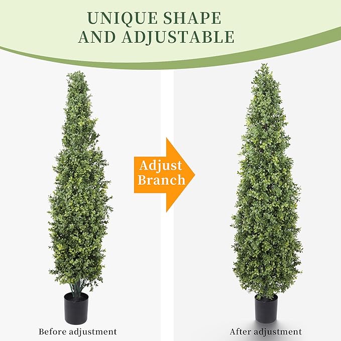 Yuwinron Artificial Boxwood Topiary Tree 4FT Fake Topiary Tree Faux Potted Topiary Plant for Porch Home Garden Decor 2Pack