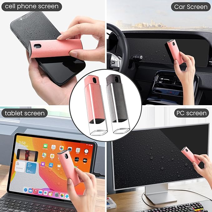 Screen Cleaner Kit, Two in One Screen Cleaner Spray and Wipe, Touchscreen Mist Cleaner Spray Bottle for Phone/Laptop/Tablet/TV/Monitor/Car Screens(Grey)