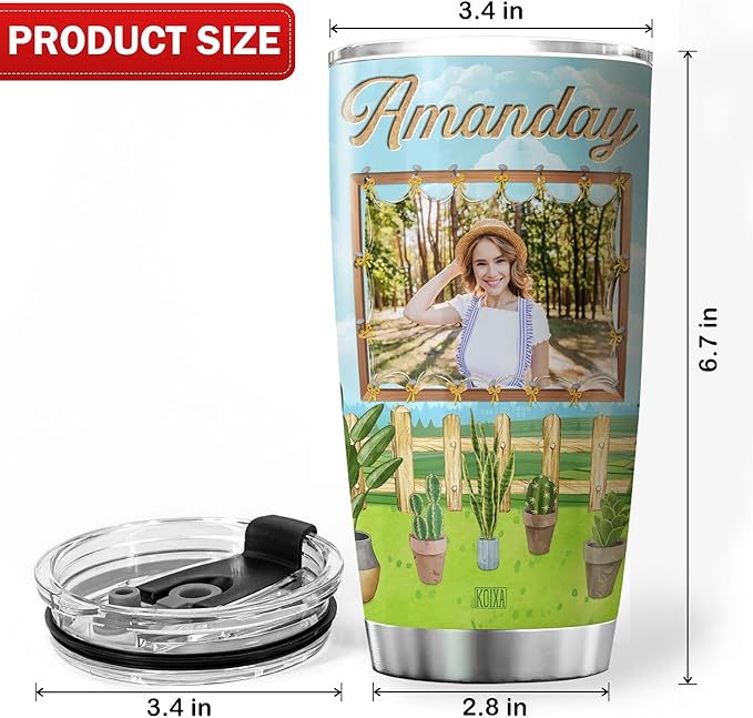 Personalized Photo Coffee Tumbler Gardening Custom Name Birthday Gifts For Women Adults Mom Grandma Plant Travel Mug With Lid Insulated Cup Cold Steel Tumblers Inspirational Quote