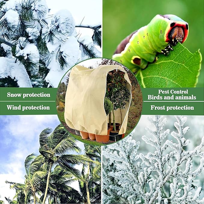 BATULU,Winter Plant Covers Freeze Protection, 78.7 * 94.4inch Plant Covers for Winter, with Zipper and Drawstring, Suitable for Plants,Fruit Trees, Shrubs, and Potted Plants
