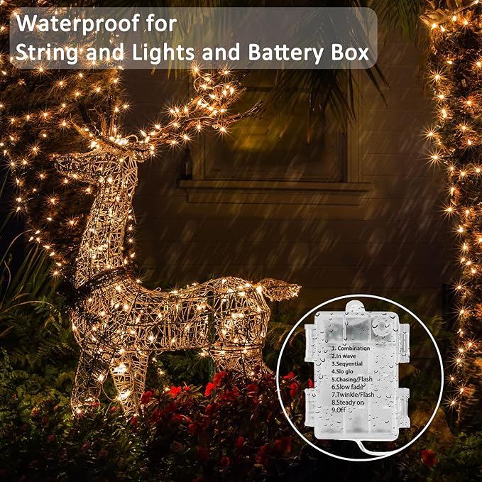 Beieverluck 16 Pack 33FT 100 LED Fairy Lights Battery Operated Fairy Lights with Remote and Timer Waterproof String Lights Outdoor Indoor for Bedroom Wedding Christmas Decorations, Warm White