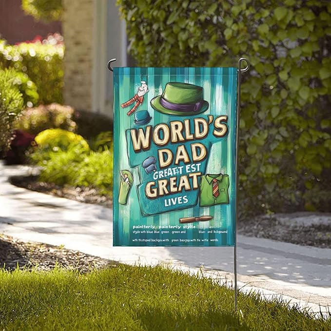 Fathers Day Garden Flag 12x18 Inch Double Sided All-Weather Polyester Outdoor Flag For Patio Lawn Yard And Garden Welcome Decor