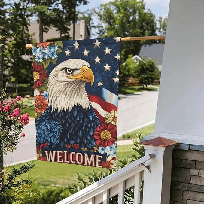 USA Flag Garden Flag 12x18 Inch Double Sided All-Weather Polyester Outdoor Flag For Patio Lawn Yard And Garden Welcome Decor