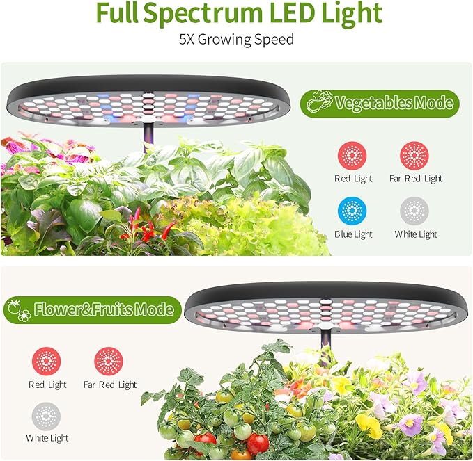 DRYADES 12-Pod Indoor Herb Garden Hydroponics Growing System Kit with LED Grow Light, Indoor Gardening System for Herbs, Vegetables, Lettuce on Countertop (Seeds NOT Included)