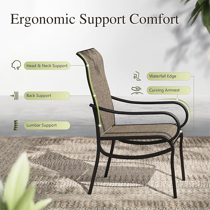 Sophia & William Patio Dining Chairs Set of 4 Outdoor Chairs High Back Textilene for Lawn Garden Backyard Poolside Weather Resistant