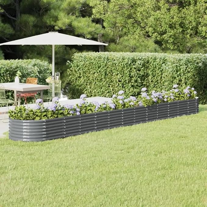 Zateety 16.8ft x 16.8ft Large Metal Raised Garden Bed, Anthracite Grey Galvanized Steel Planter Box, Outdoor Square Gardening Bed for Vegetables, Flowers & Herb Garden (14.2" Deep)