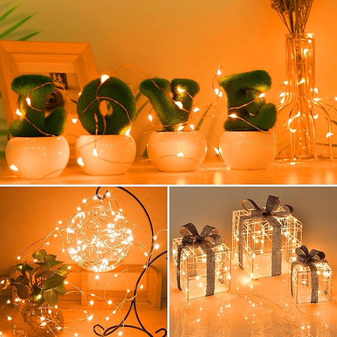 kolpop 30 Pack LED Fairy Lights Battery Operated, 7FT 20 LED Mini Twinkle String Lights Battery Powered Waterproof for Christmas Halloween Mason Jars Party (Orange)