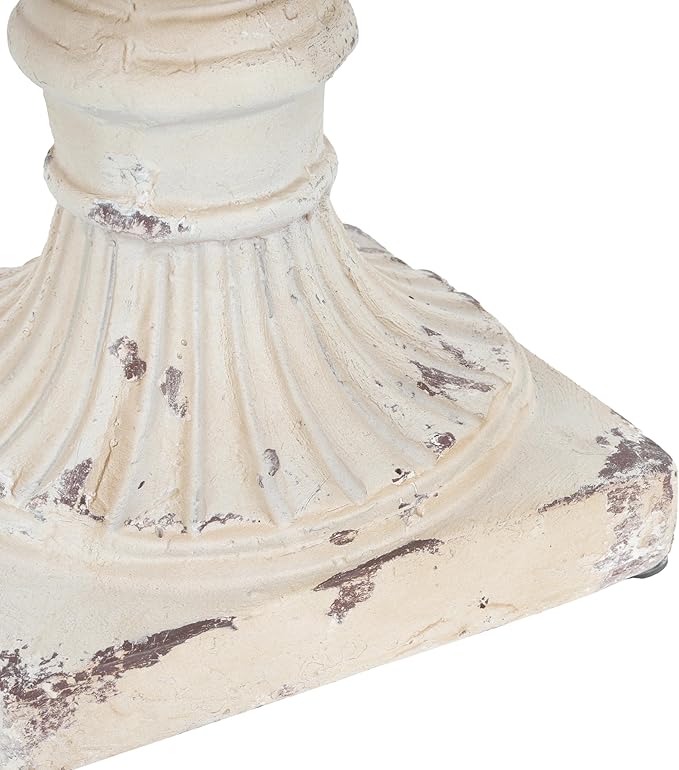 GDFStudio Lightweight Concrete Garden Urn Planter,Hand-Painted Outdoor Decorative Pot with Drainage Hole & Stopper,No Assembly Needed,Weather-Resistant for Patio,Entryway, 19.25'' H Antique White