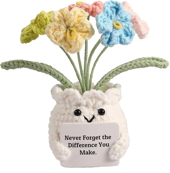 YOOJEE Forget-Me-Not Crochet Flower Potted Plant Gift