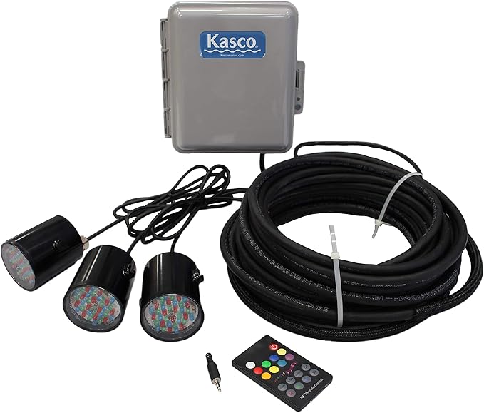 Kasco 1HP J Series Decorative RGB Fountain - 120V with 100 Ft Electric Power Cord | RGB LED Lighting | Efficient Pond Aerator Outdoor Fountain