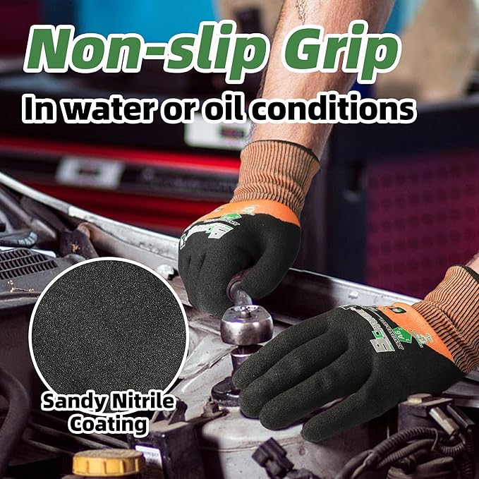 Schwer ANSI A6 Cut Resistant Gloves, CR3709 Cut Proof Work Gloves, Touch-screen Cutting Gloves, 3/4 Dipped Coating for Woodworking, Glass Metal Cutting, Construction, Fishing, L,1 pair