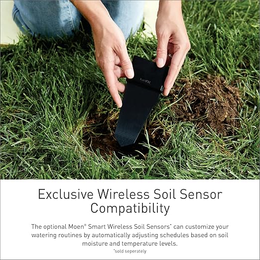 Moen 16-Zone Smart Sprinkler Controller, Wi-Fi Connectible Smart Irrigation System with Automatic Water Timer, WICNT016G1USA