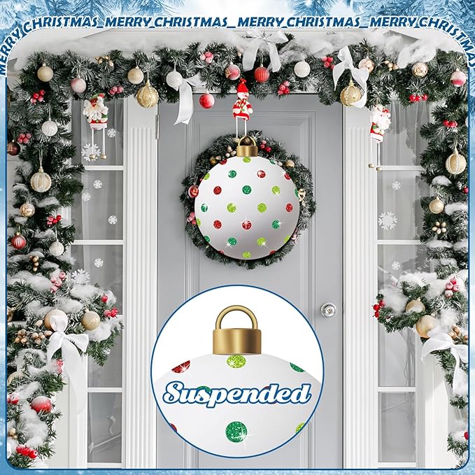 Nuanchu 4 Pcs Metal Christmas Balls Yard Signs Glitter Xmas Yard Sign Stake 21.3 Inches Xmas Waterproof Lawn Signs Christmas Outdoor Decorations for Outside Garden Patio Holiday Home Party Decor