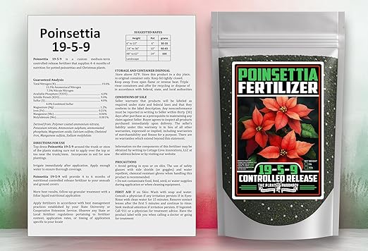 Fertilizer Commercial Grade | Poinsettia 19-5-9 | 3 Pounds | Controlled Release Granular | 3–4 Month Feeding | Magnesium Sulfur Iron Manganese Zinc | Topdress Water in | Christmas Holiday Display