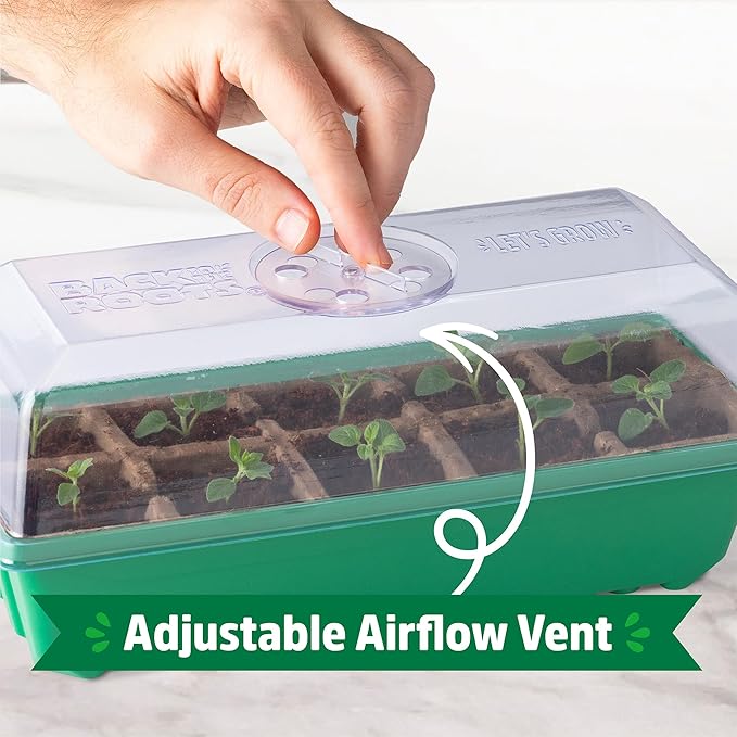 Back to The Roots 10-Cell Greenhouse Germination Kit | Includes Biodegradable Pots & Vented Greenhouse Lid | Made from 75% Recycled Plastic