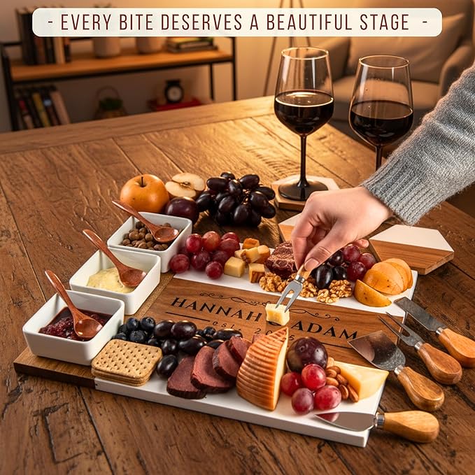 Personalized Charcuterie Board - Custom Large Cheese Boards for Wedding, Anniversary, New Home, Housewarming, Bridal Shower, Birthday, Retirement Gift for Women, Couples, Valentines Day Gifts for Her