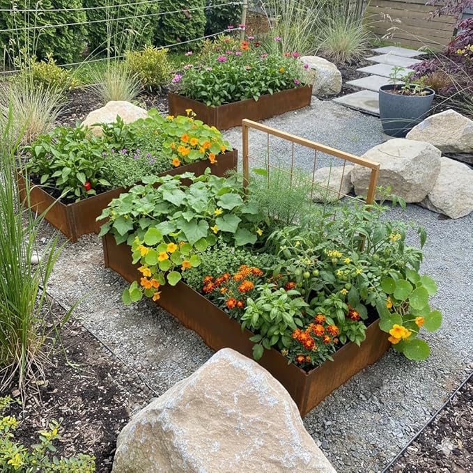 Edge Right - Raised Garden Bed Kit - COR-Ten Steel (14" COR-Ten Steel, 2 FT x 2 FT)