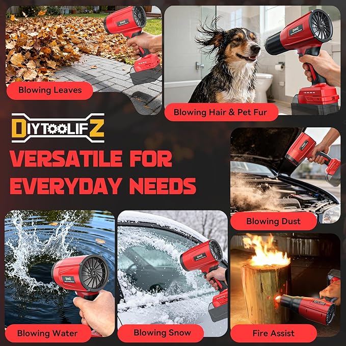 800,000RPM Cordless Leaf Blower Compatible with Milwaukee (Tool Only), Brushless Motor, Adjustable Speed, Lightweight Portable Electric Blower for Car, Patio, Garden (Without Battery)