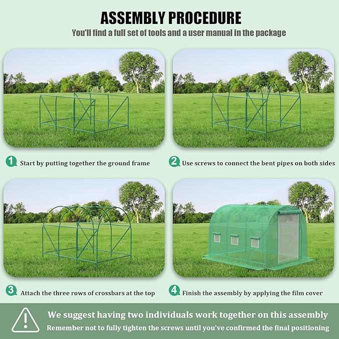 10x10x7 ft Greenhouse, Outdoor Walk-in GreenHouses with Screen Windows and Dual Zippered Door, Portable Waterproof Green Houses Tent for Outside Heavy Duty with Reinforced Frame #2