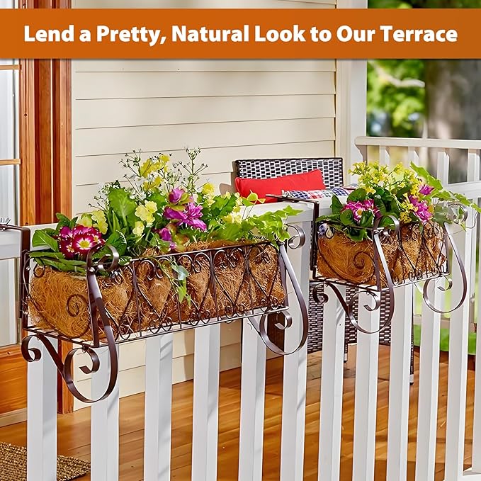 Legigo 4 Pack 30 Inch Square Coco Liners Planter Baskets Liner- Natural Coconut Coir Fiber Liner Replacement, Window Box Liners Trough Coconut Liners for Wall Planter Garden Deck Fence Flower Baskets