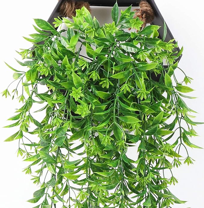 PASYOU Artificial Hanging Ivy, Vine Plastic Plants Grass Leaves Foliage Vines, UV Resistant Greenery Fake Flowers for Home Indoor Outdoor Garden Door Wall Wedding Party DIY Decoration - Green 4 Pack