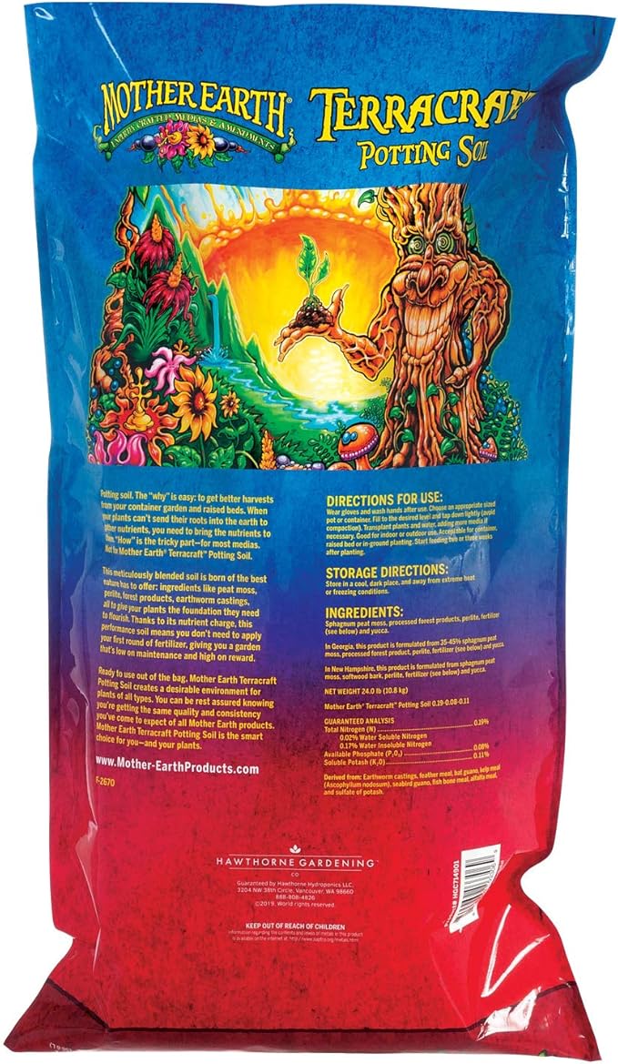 Mother Earth Products Mother Earth Terracraft Potting Soil with Peat Moss, Perlite, and Earthworm Castings, For Outdoor and Indoor Plants, 2 cu. ft.