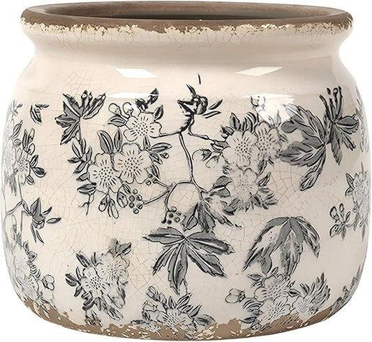 Vintage Planter Large Ceramic Plants Pot Crack Cottage Scroll Vase Flower Vase Pot Indoor Plants Home Kitchen Decor Farmhouse Antique Decorative Gift