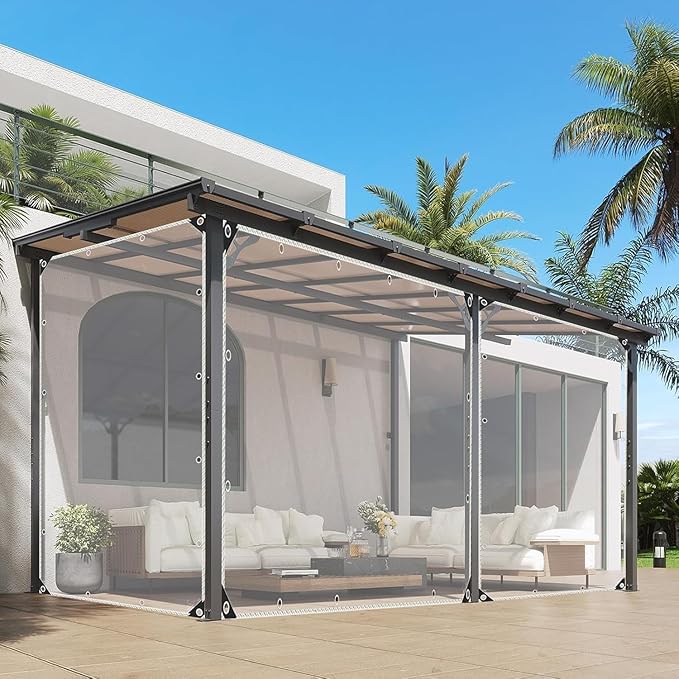 6x6ft Clear Tarp with Grommets Cover,Clear Tarpaulin Tear Waterproof Heavy Duty with Resistant PVC Vinyl Tarps,20mil Reinforced Edges Outdoor Waterproof Tarps,Greenhouse, Patio and Porch
