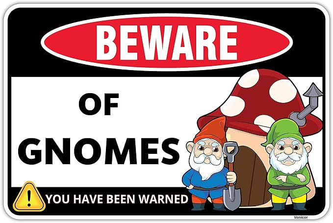 Venicor Gnome Sign Decor - 8 x 12 Inches - Aluminum - Funny Gnome Gifts for Women - Gnome Decorations for Home Stuff