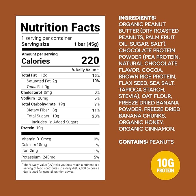 FROPRO Plant Protein Snack Bars - Plant Based Protein Bars, All-Natural, Gluten, Dairy, & Soy Free, High Protein Bars with Low Calories | Banana Crunch, 12 Pack
