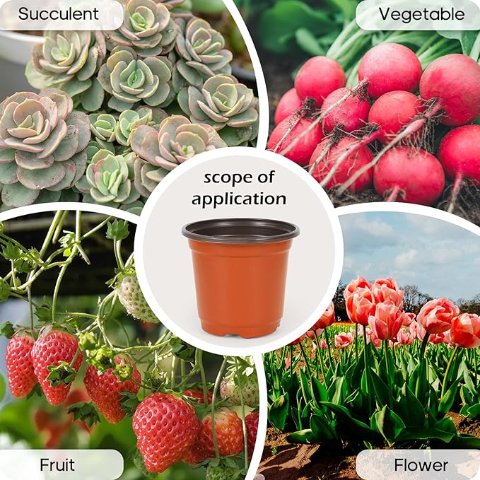 Hemikaki 300 Pack 4 Inch Plastic Nursery Pots for Plants, Small Seedling Pots Succulent Pots Flower Pots with Drainage Holes, Come with 300pcs Plant Labels