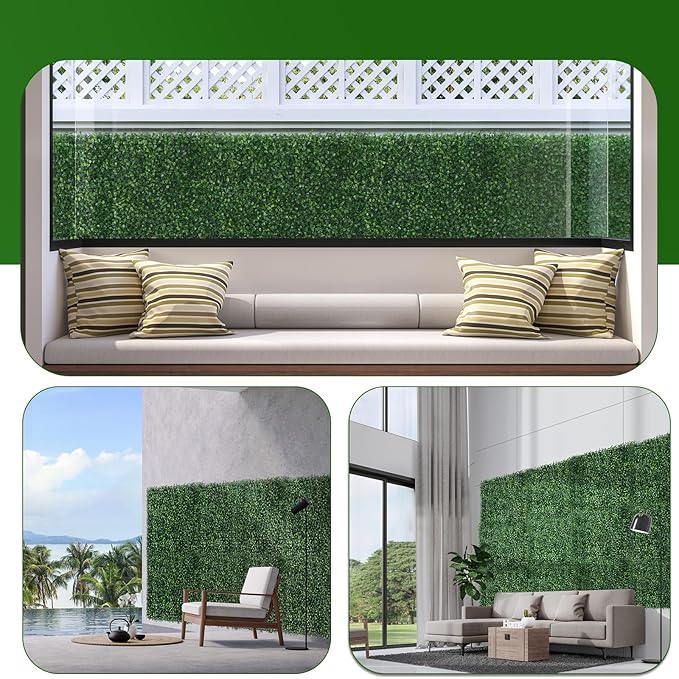 Moeput Artificial Ivy Privacy Fence Screen, 40X160 in(43 sqft) UV-Anti Faux Boxwood Roll Panels Greenery Backdrop Vine Leaf Fence Panels Ivy Fence Covering Privacy
