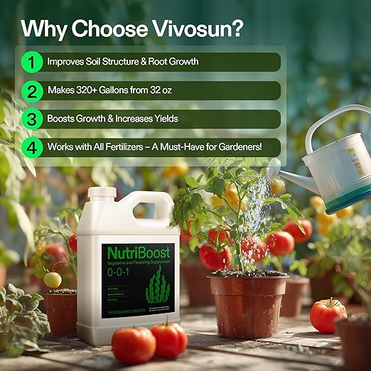 VIVOSUN Seaweed and Kelp Fertilizer, Concentrated Plant Additive NutriBoost (0-0-1), All-Purpose Liquid Food for All Growing Stages, for Trees, Vegetables, Flowers, Fruits, Lawn, 32 Ounces/1 Quart