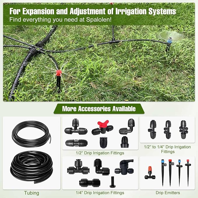 20PCS Push-to-Fit Drip Irrigation Emitters for 1/4 inch Irrigation Tubing, Two-Way Connection Adjustable Vortex Drip Emitters with Stake, Irrigation Dripper Sprinklers for Drip Irrigation System